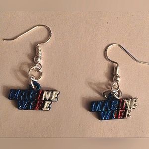 Hand-made!! Blue, red, and white marine wife earrings with silver hooks
